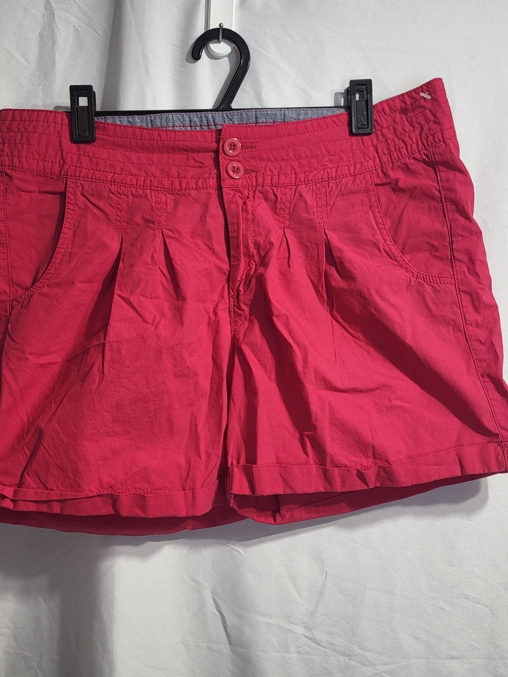 CLEARANCE  Pleated Pink Women’s Bermuda Shorts with Button Waist, Size 12